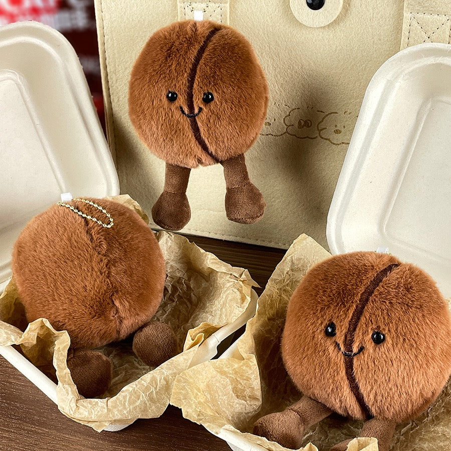 Plush Coffee Bean Keychain