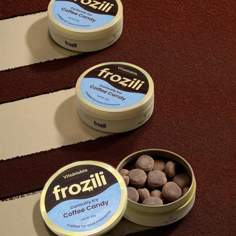 Frozili coffee drop the curiously icy mint minty coffee drop candy